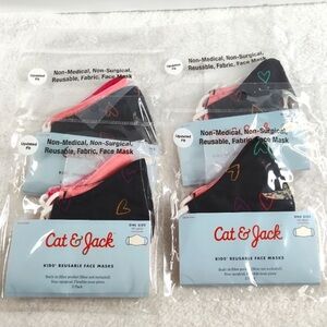 Cat & Jack Reusable Face Masks - Black with Hearts  and Coral - Pink - 4 Packs